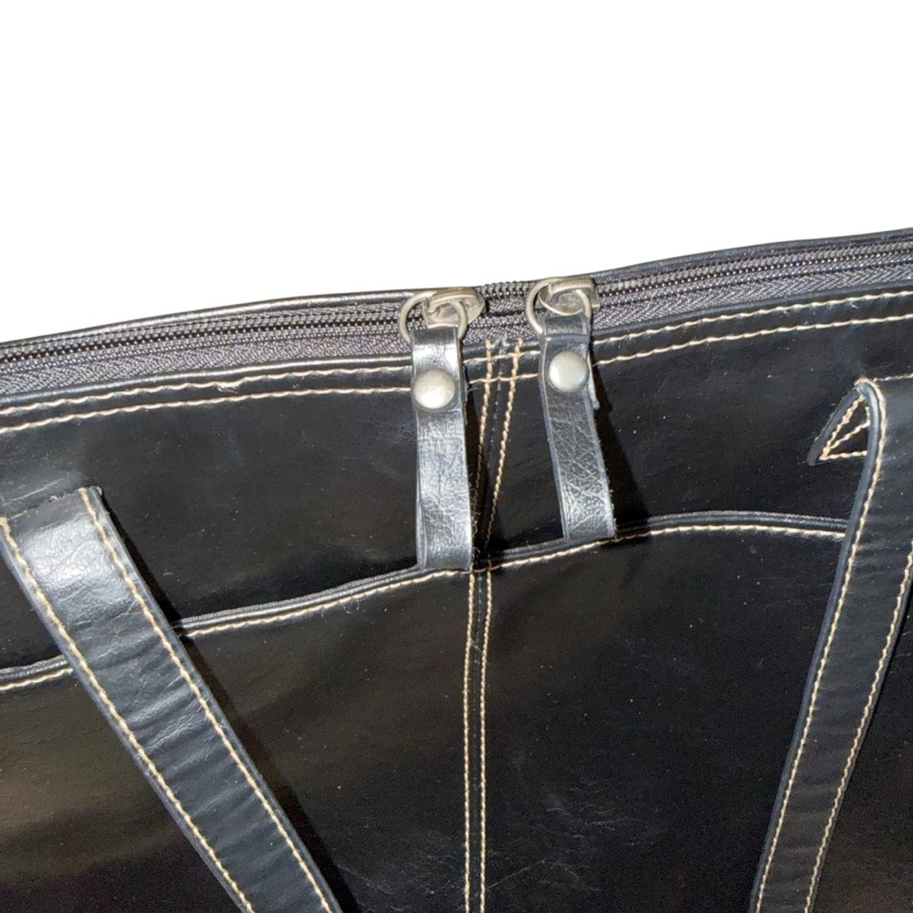 Bueno Black Leather Laptop Tote - Picture 3 of 6